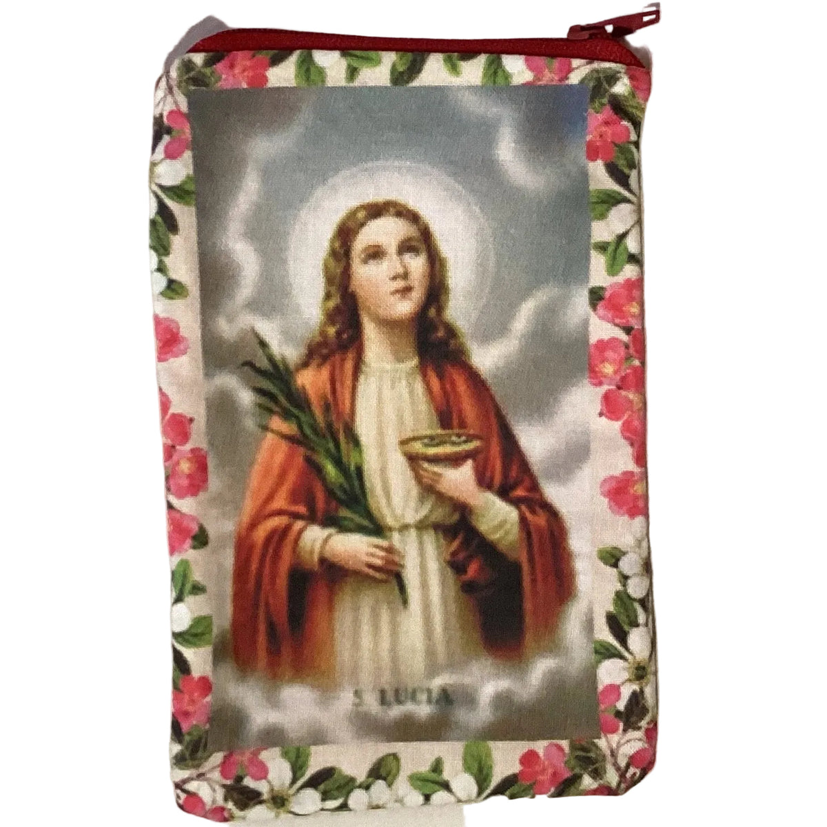 Ysleta Mission Gift Shop religious art pouch, 5-inch size with detailed spiritual design and vibrant colors.