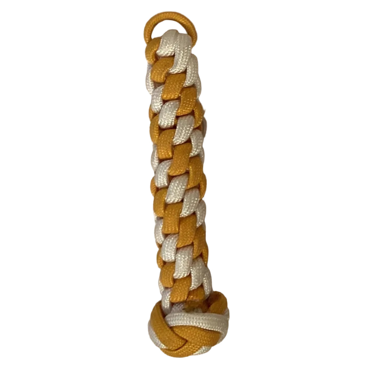 Colorful braided rope paracord keychain with metal keyring, designed for handbags and wallet accessories, by Ysleta Mission Gift Shop.