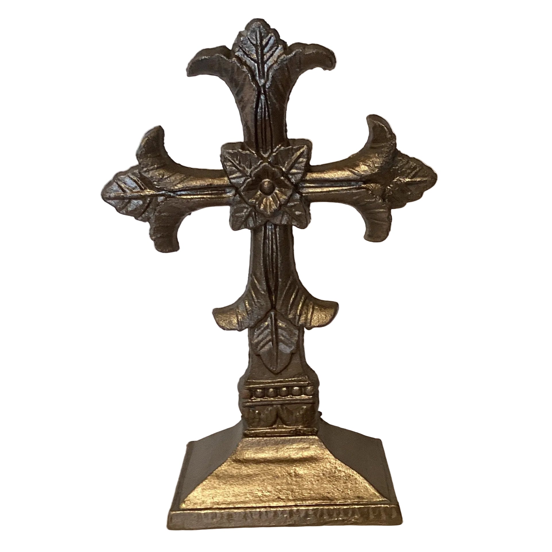 Rustic Cast Iron Tabletop Cross with Base Christian Home Decor 10x5