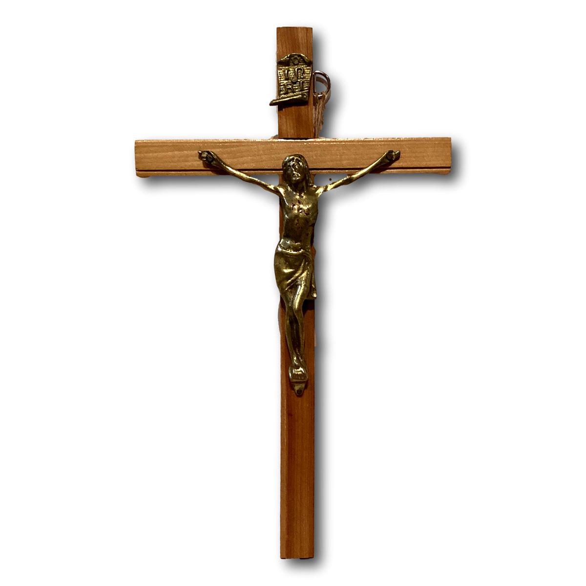 Wood crucifix, 8-inch Catholic Christian cross with detailed carved design, ideal for religious decor and prayer spaces.