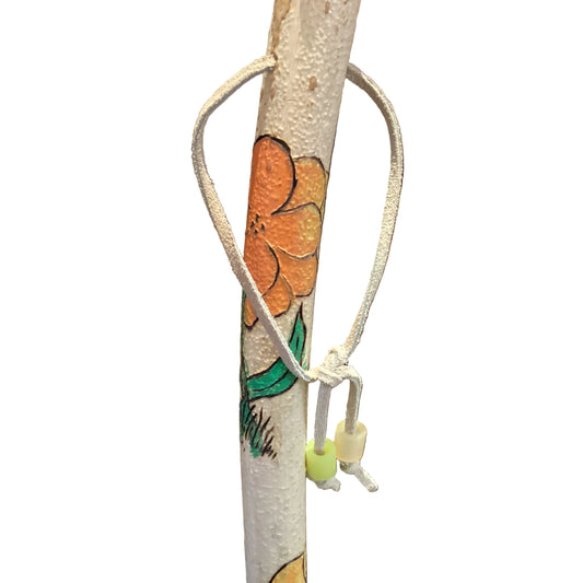 Handmade Willow Spirit walking stick by New Mexico artist, 4-foot tall, featuring natural wood and intricate carvings.