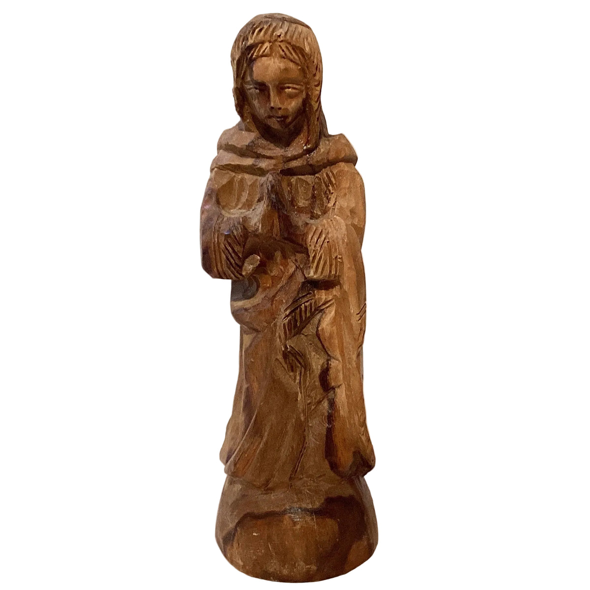 Hand-carved wood Mary Catholic statue 6 inch Marian devotional