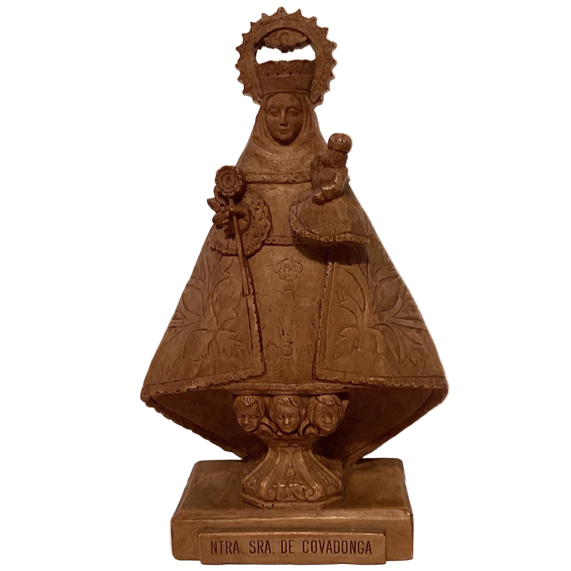 8-inch Our Lady of Covadonga Catholic statue, religious figurine depicting the Virgin Mary in prayer, from Ysleta Mission Gift Shop