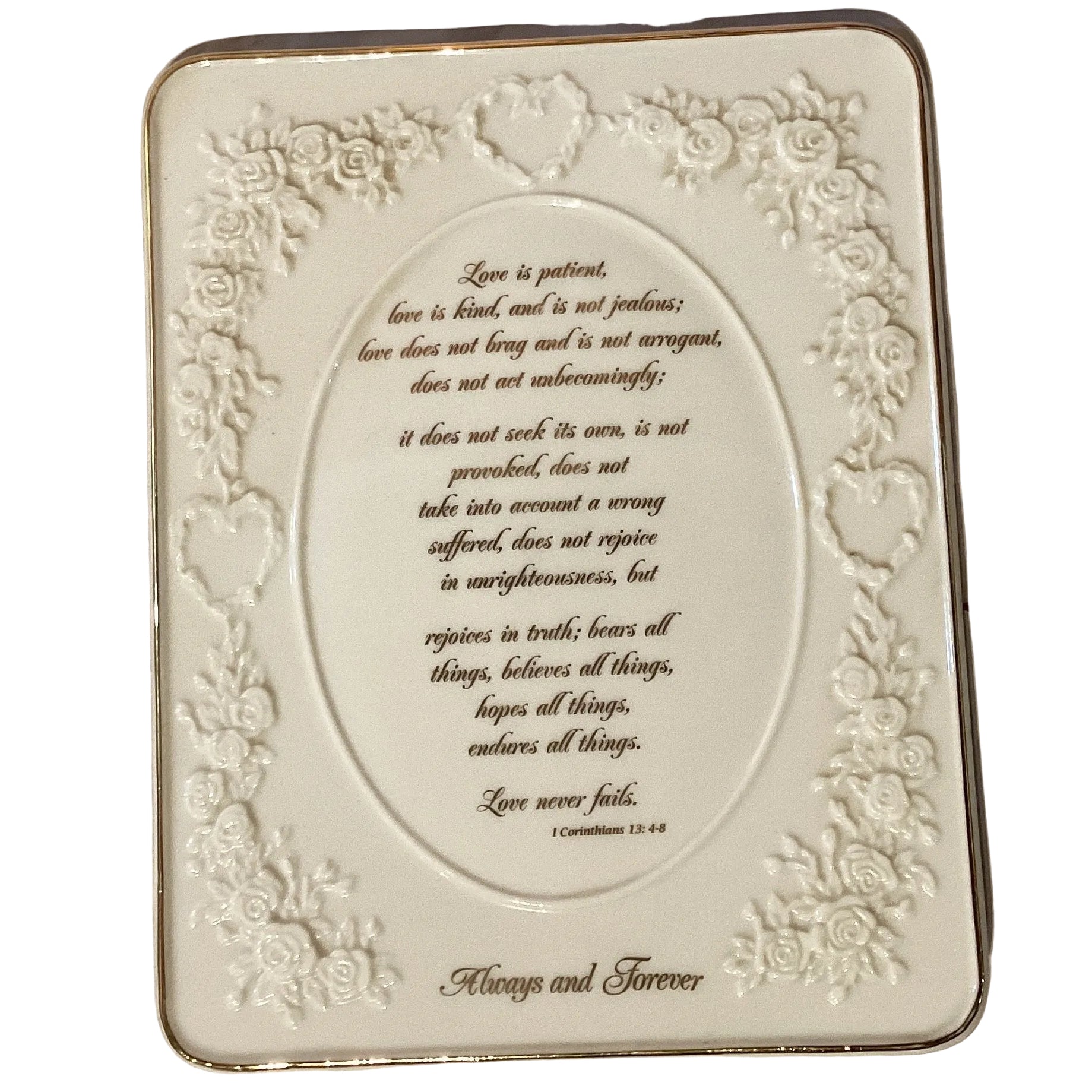 Always and Forever 9-inch porcelain plaque by Ysleta Mission Gift Shop featuring a decorative design and heartfelt message.