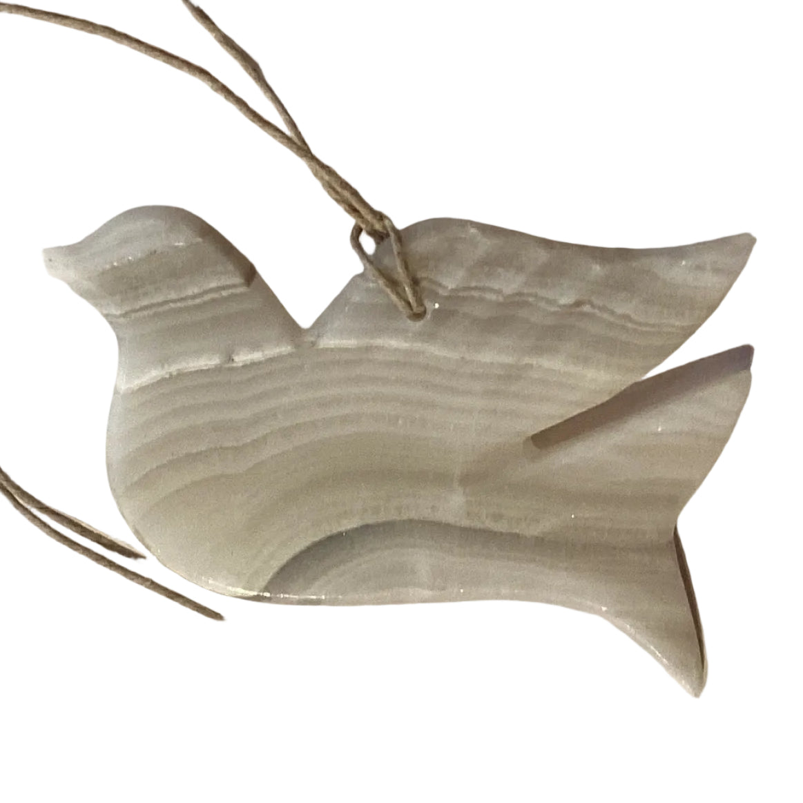Quartz etched dove ornament, 2-inch size, featuring detailed engraving, ideal for decorative or gift purposes.