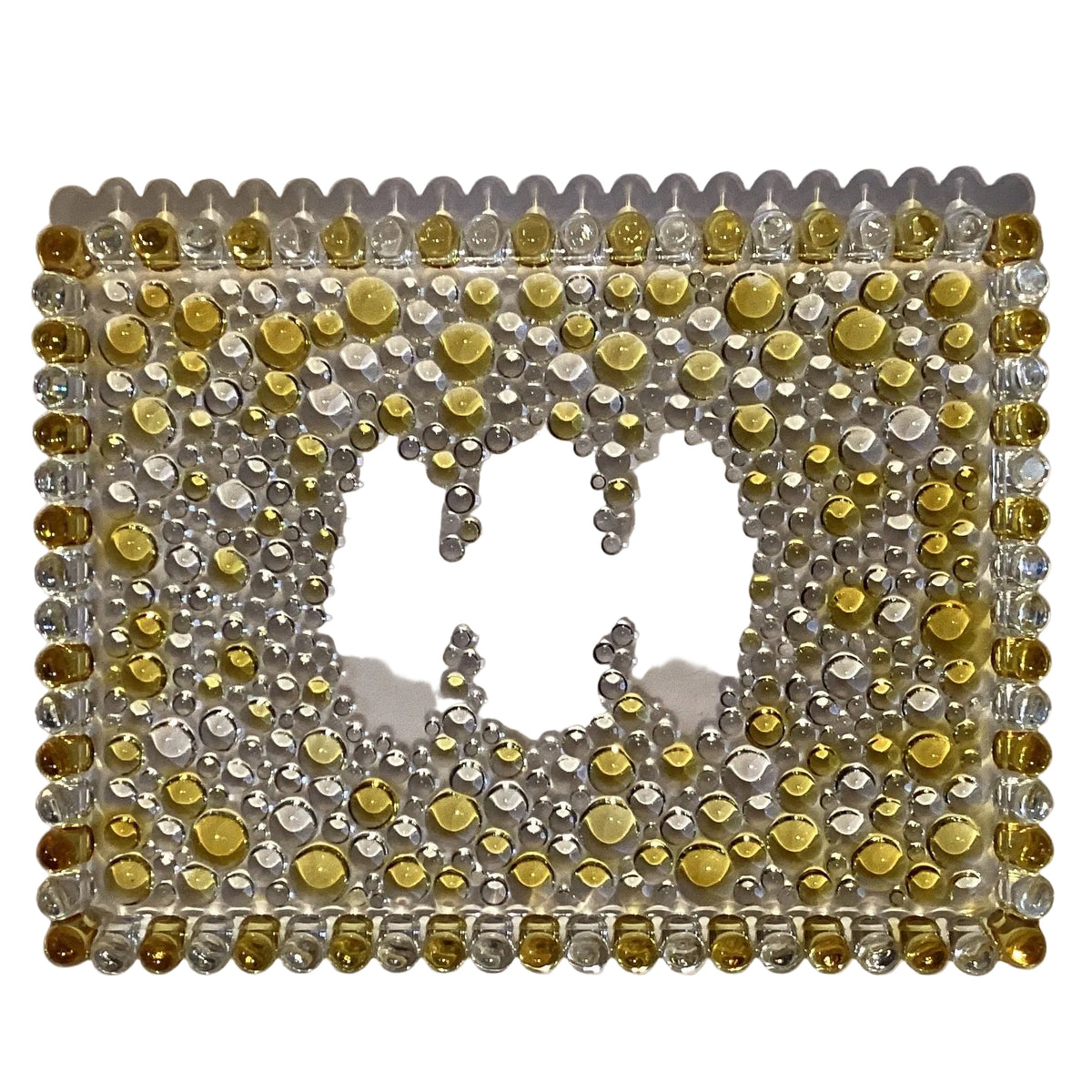 Vintage Waltherglas bubble glass serving tray, 12x9 inches, with mid-century modern design, decorative tray for home and garden.