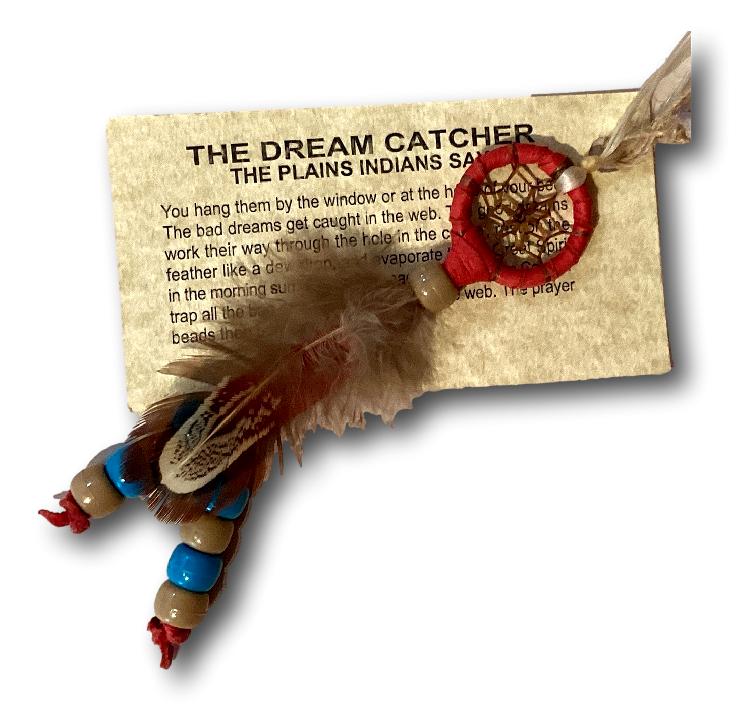 Authentic 4.5-inch Ysleta Mission Gift Shop dreamcatcher, home & garden ornament with woven web and feather accents.