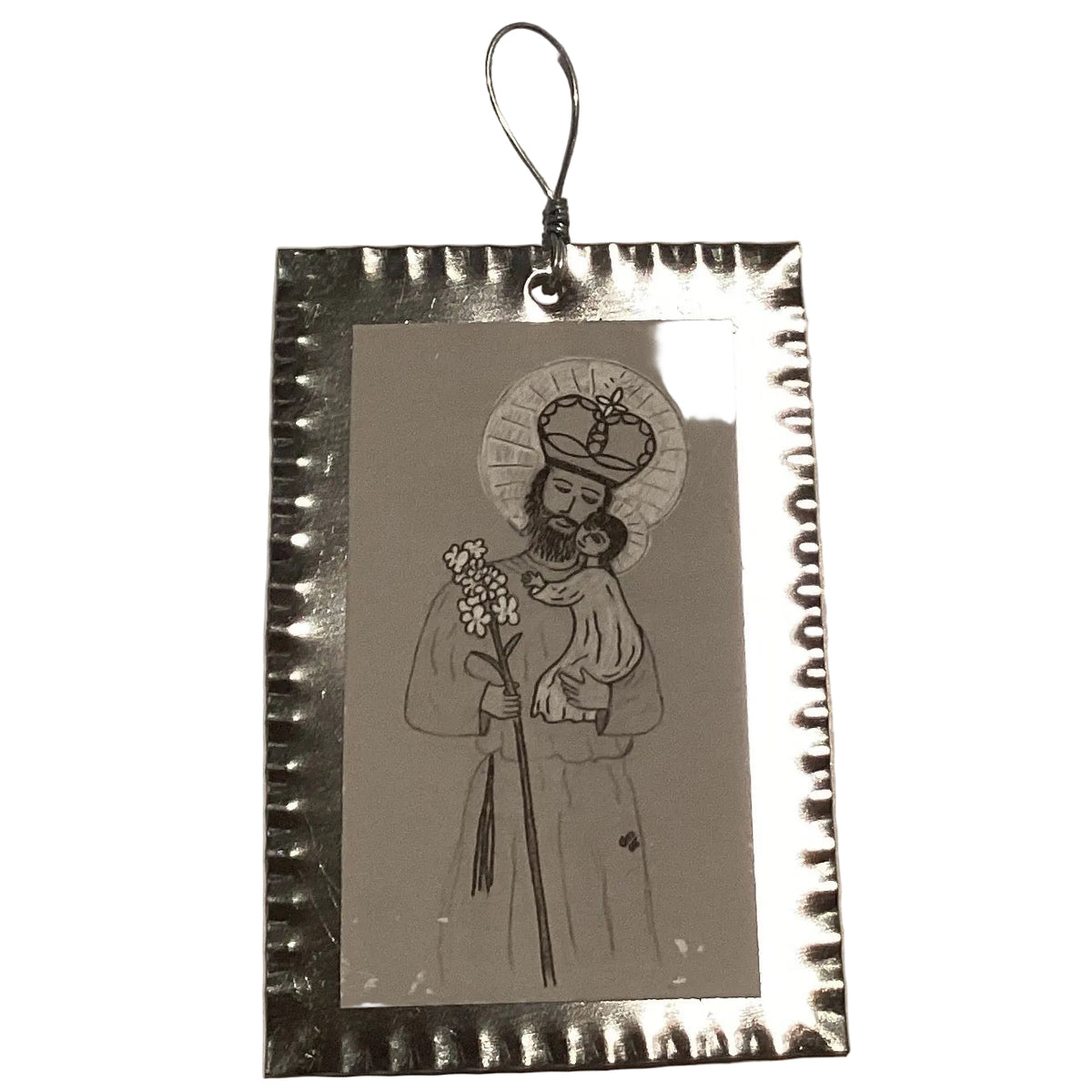 Assorted Catholic saint ornaments, 2.5-inch tin religious decorations featuring detailed images of various saints for devotion.