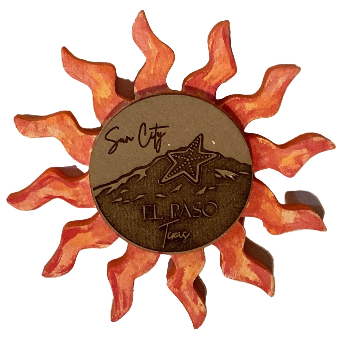 Sun City El Paso Star Mountain 6-inch wall decor featuring vibrant colors and detailed design, by Ysleta Mission Gift Shop.