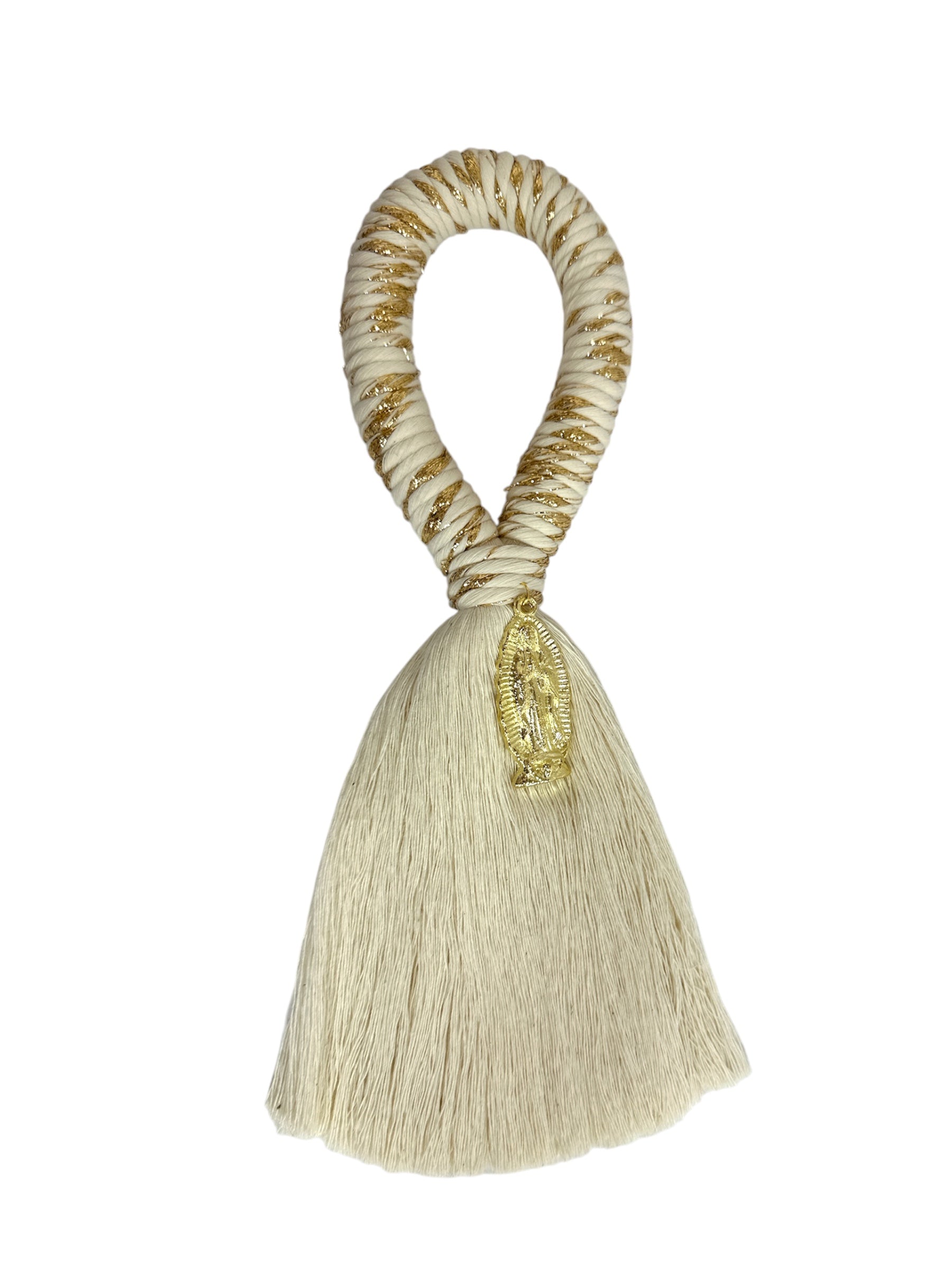 Gold Our Lady of Guadalupe 8.5-inch Catholic devotional ornament by Jose Alberto Chavez, featuring detailed religious imagery.