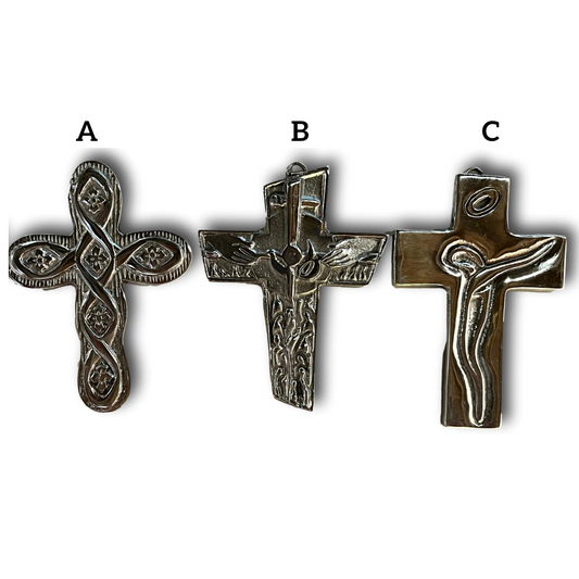 Assorted Shape Pewter Cross – Unique Devotional Accent, 6.5x4.5"