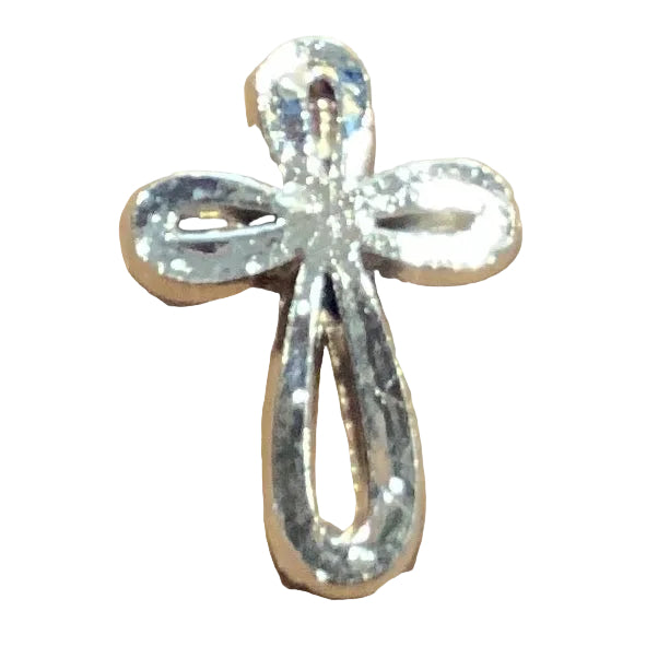 Silver Cross brooch from Ysleta Mission Gift Shop, featuring detailed silver craftsmanship and a classic cross design.