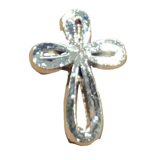 Silver Cross brooch from Ysleta Mission Gift Shop, featuring detailed silver craftsmanship and a classic cross design.