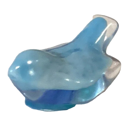 Sky blue resin perched bird figurine, 2-inch mini bird for crafts, art projects, and dioramas, by Ysleta Mission Gift Shop.