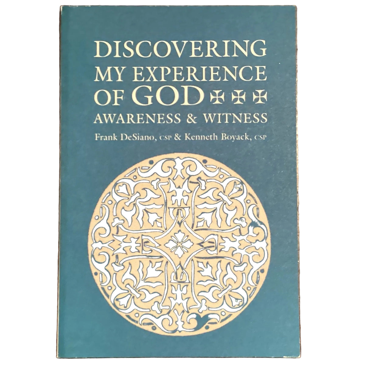 Catholic faith book titled "Discovering My Experience with God Awareness and Witness" by Frank DeSiano and Kenneth Boyack, with a colorful cover.