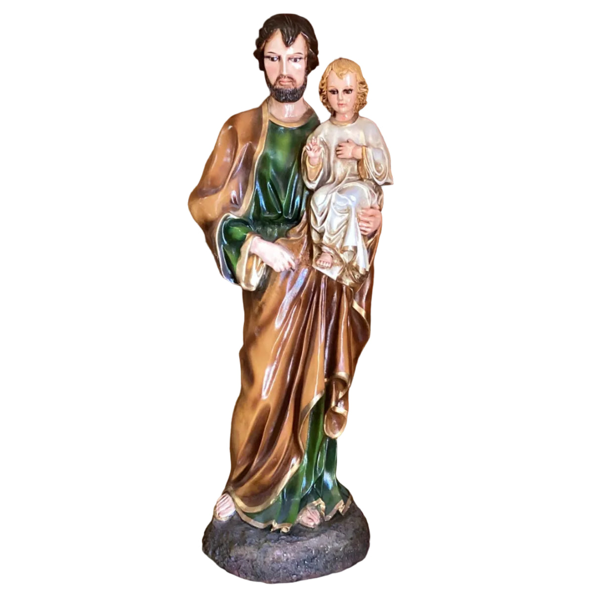 Hand-Painted Saint Joseph Fiberglass Made In Mexico 2.5ft Statue