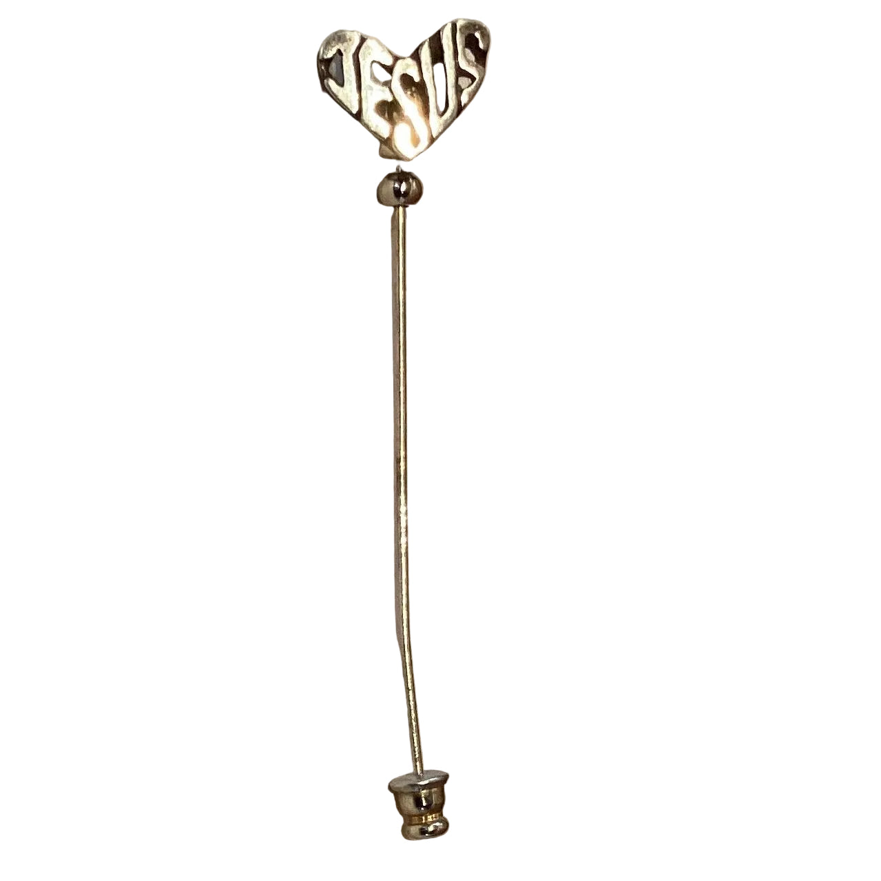 Jesus 2.75-inch lapel pin from Ysleta Mission Gift Shop, detailed metal jewelry brooch featuring a religious Jesus figure.