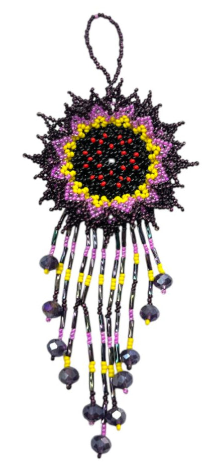 Beaded Flower Decor – Handmade Seed Bead Flowers from Mexico (7")