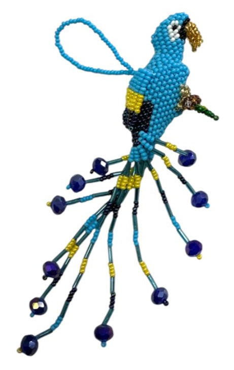 Beaded Parrot Figurine – Colorful Handmade Mexican Bird Art 5"