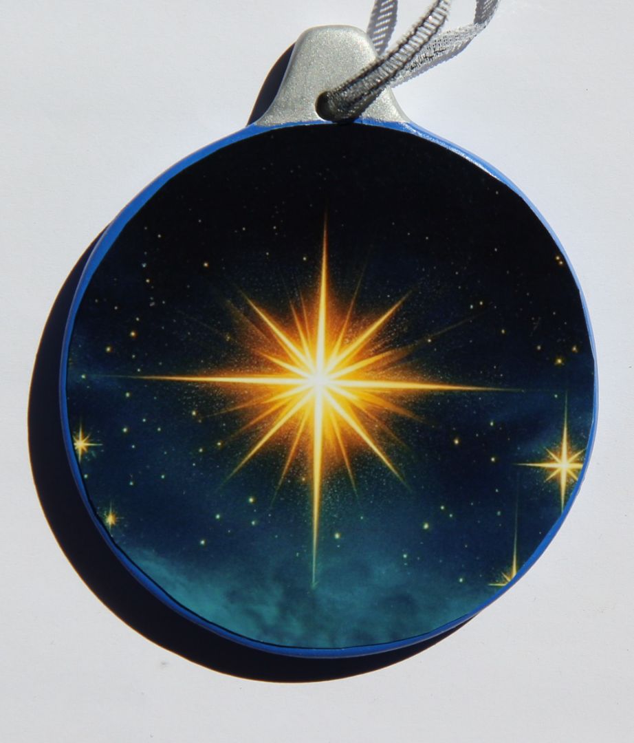 Ornament Bethlehem Star Gold, Ceramic 3.26 X 3.81In - Ysleta Mission Gift Shop
