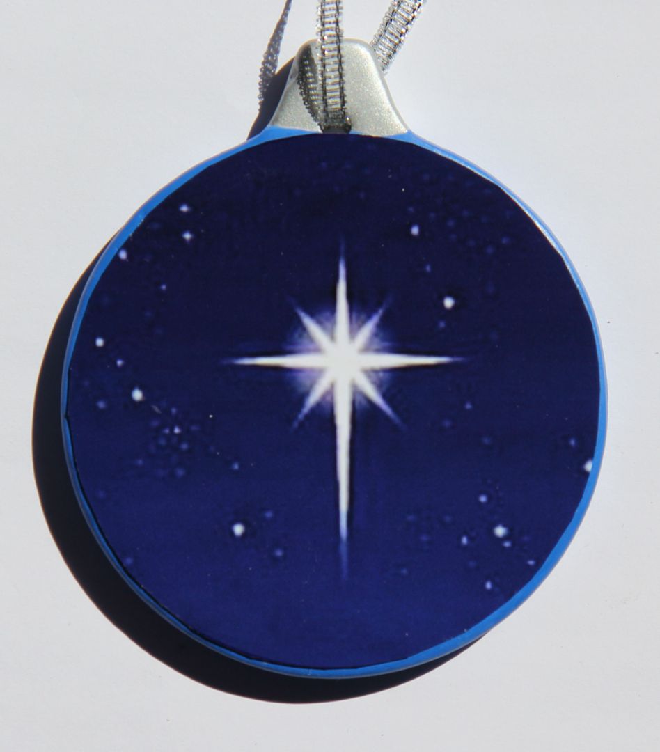 Ornament Bethlehem Star White, Ceramic 3.26 X 3.81In - Ysleta Mission Gift Shop
