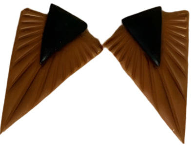 Black and Brown Arrowhead Earrings – Polymer Clay & Gold-Plated Stainless Steel Studs