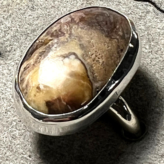 Bold Wild Horse Stone Ring – Size 11.5 – Handcrafted Sterling Silver – Native San Felipe Artisan Ray Duck