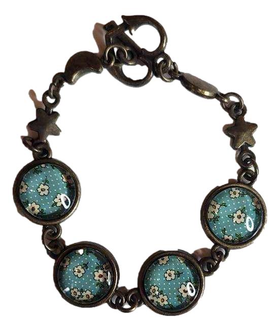 Bracelet Handcrafted Featuring Glass Shell Wood & Semiprecious Beads Toggle Clasp - 0
