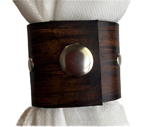 Brown Leather Scarf Slider with Silver Concho- 5.5 x 1.5 Size- Western Style