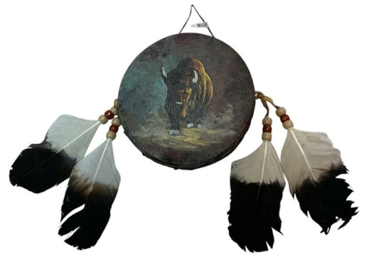 Hand-Painted Mini Rawhide Drum – Mexican Souvenir or Musical Gift 4"