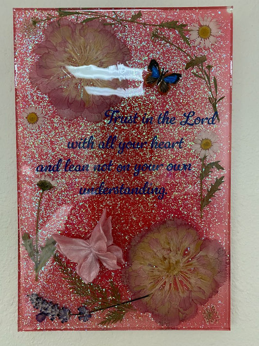 Butterfly & Dried Flowers Decorative Plaque – 12" x 8"