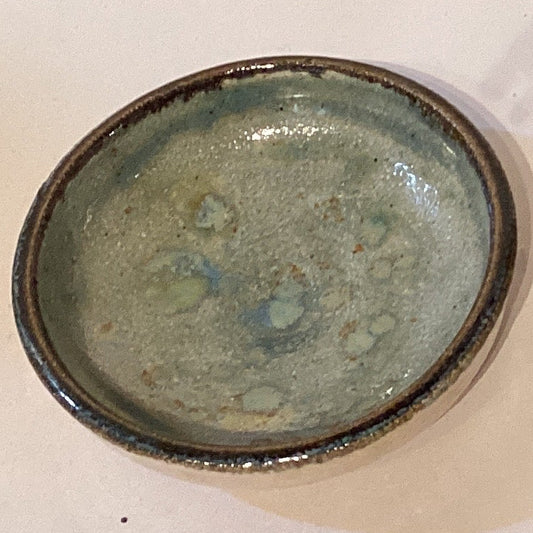 Handmade clay catch-all bowl by Ysleta Mission Gift Shop, 3.5 inches, decorative pottery for home organization and decor.