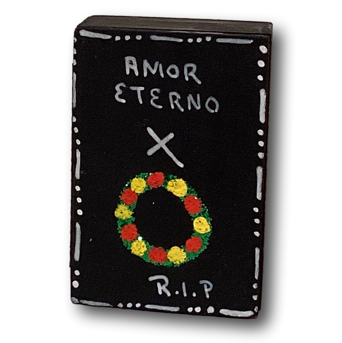 "Day of the Dead 'Amor Eterno' 2.75-inch box decor by Ysleta Mission Gift Shop, featuring vibrant Mexican folk art design"