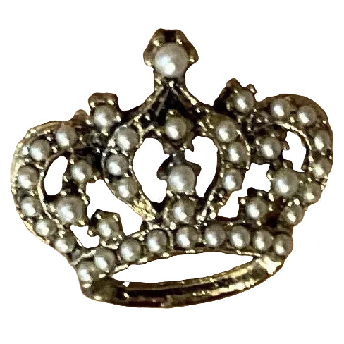 Crown Pearl 1.25-inch Catholic Christian brooch featuring a detailed crown and pearl design, jewelry accessory for faith symbols