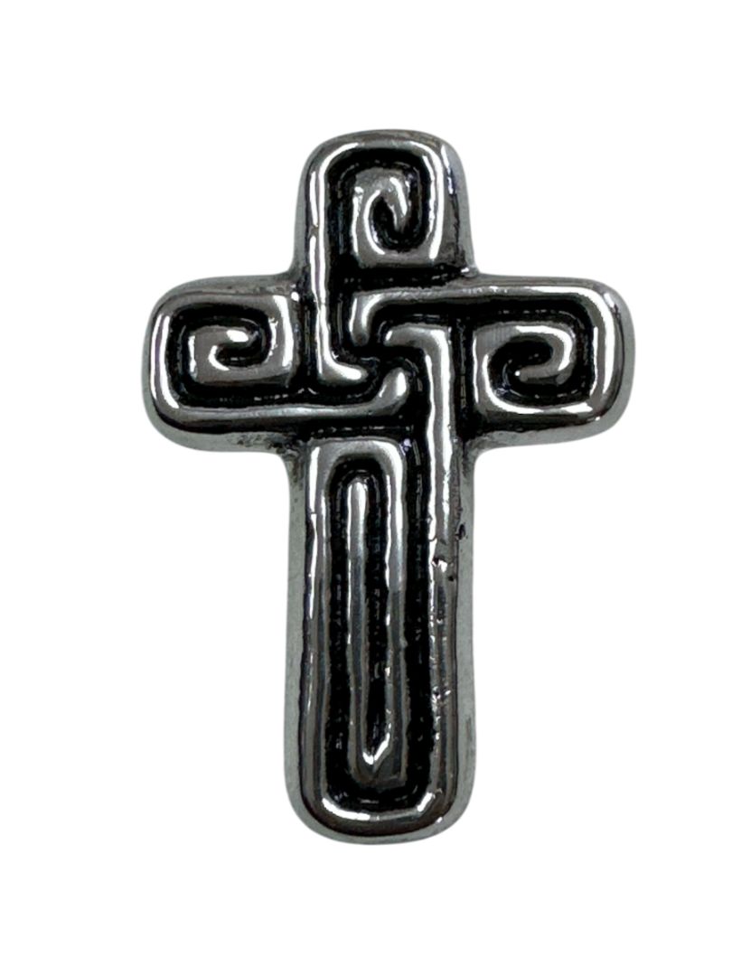 Small Handcrafted Pewter Cross – 3.5 Silver-Finished Religious Accent, Made in Mexico - Ysleta Mission Gift Shop