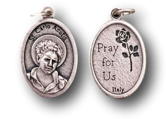 Carlos Acutis 1" Oxidized Medal – Pocket-Sized Devotional Pendant: