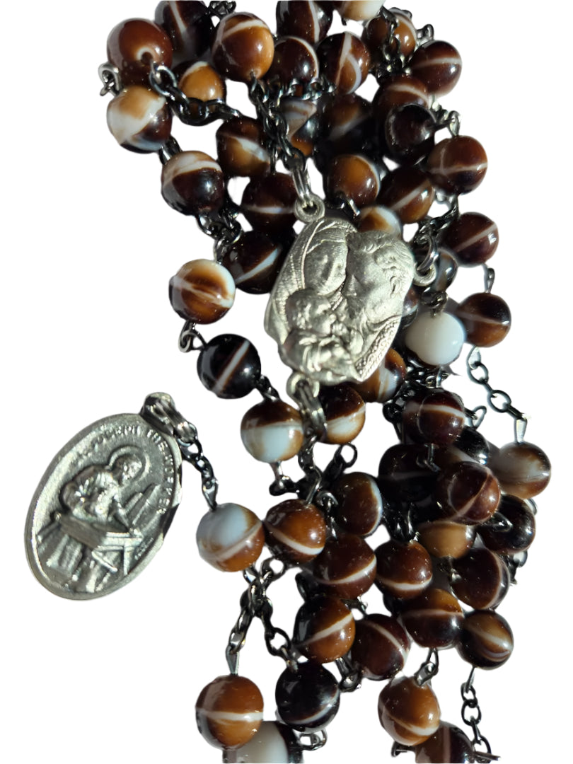 Chaplet of Saint Joseph - Brown Marble Beads | Handcrafted Religious Devotion