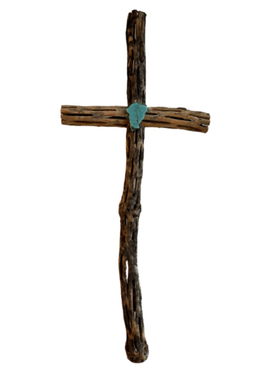 Cholla Cactus Wood Cross – Handcrafted Religious Wall Décor – Various Sizes Available