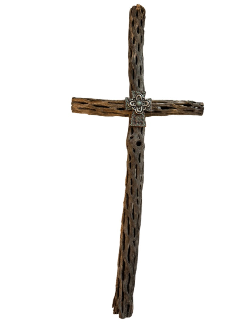 Cholla Cactus Wood Cross – Handcrafted Religious Wall Décor – Various Sizes Available