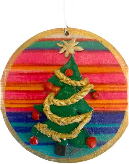 El Paso Tree Ornament on Serape Background – Bas Relief Design