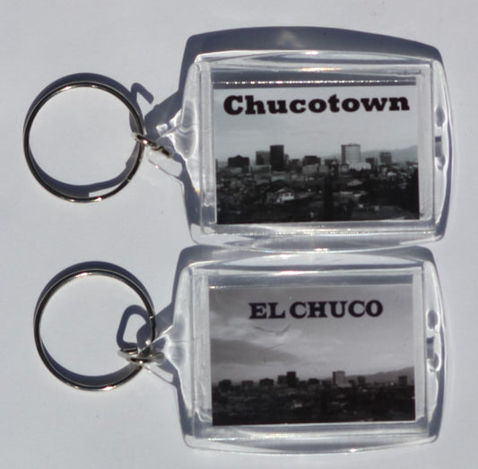 Chucotown Black & White Acrylic Photo Key Chain – Double-Sided (2 1/8" x 1 1/2")