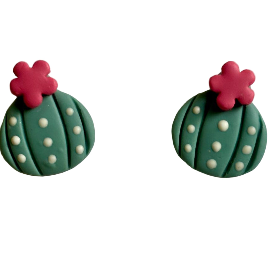 Clay Succulent Stud Earrings, Stainless Steel Posts, 0.5 in