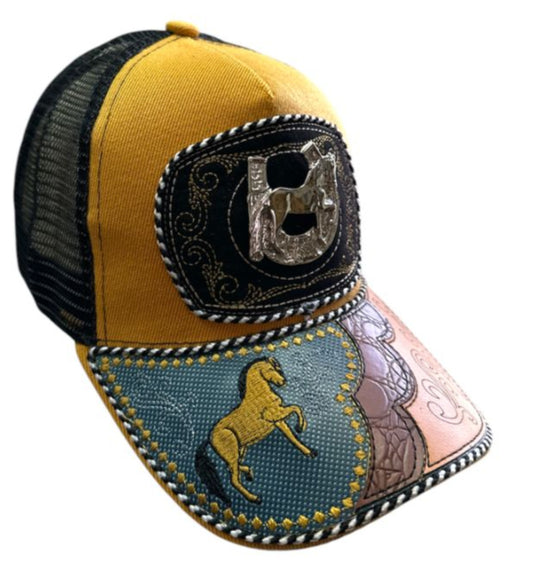 Custom Leather Front Snapback Hat – Individually Crafted Cowboy Cap with Western Style