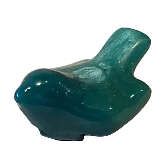 Mini teal resin perched bird figurine for crafts and dioramas, showcasing detailed bird design and vibrant color.