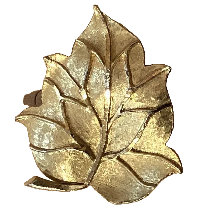 Gold Leaf 2-inch Catholic Christian brooch with intricate leaf design, perfect for religious jewelry accessories.
