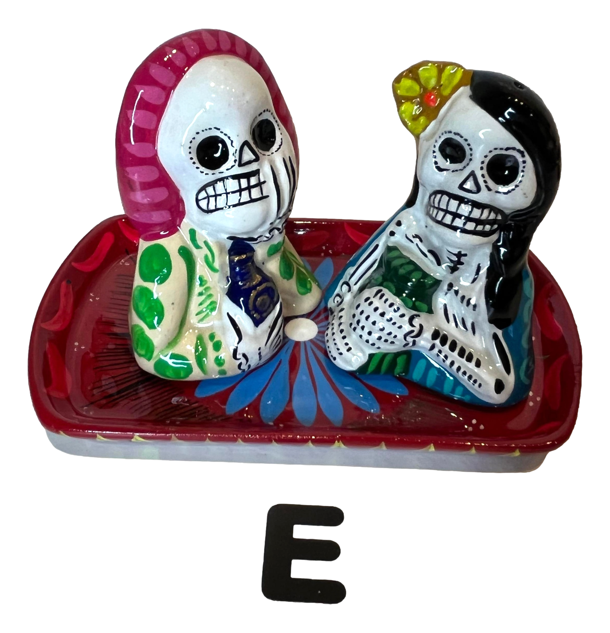 Salt and Pepper Shakers Day of the Dead Piece Handcrafted-5
