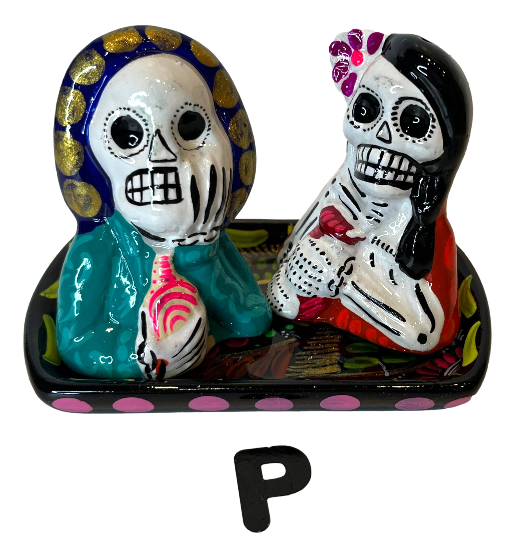 Salt and Pepper Shakers Day of the Dead Piece Handcrafted