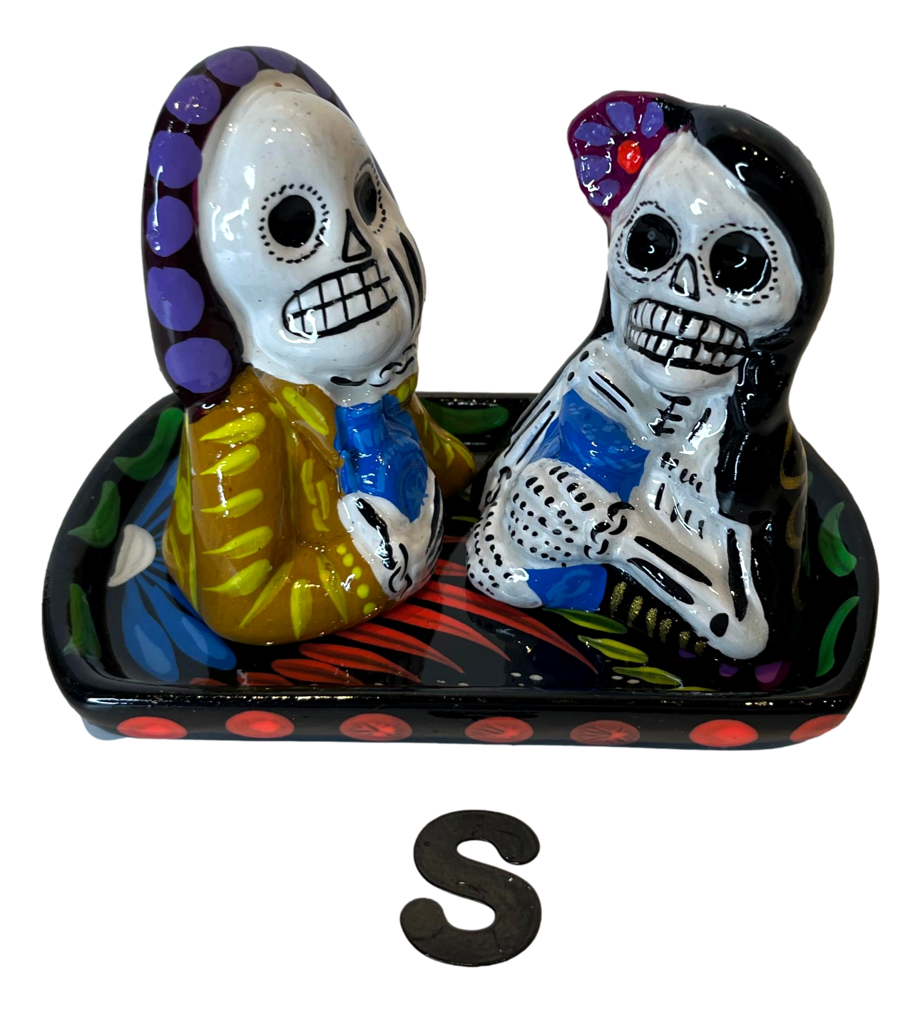 Salt and Pepper Shakers Day of the Dead Piece Handcrafted-3