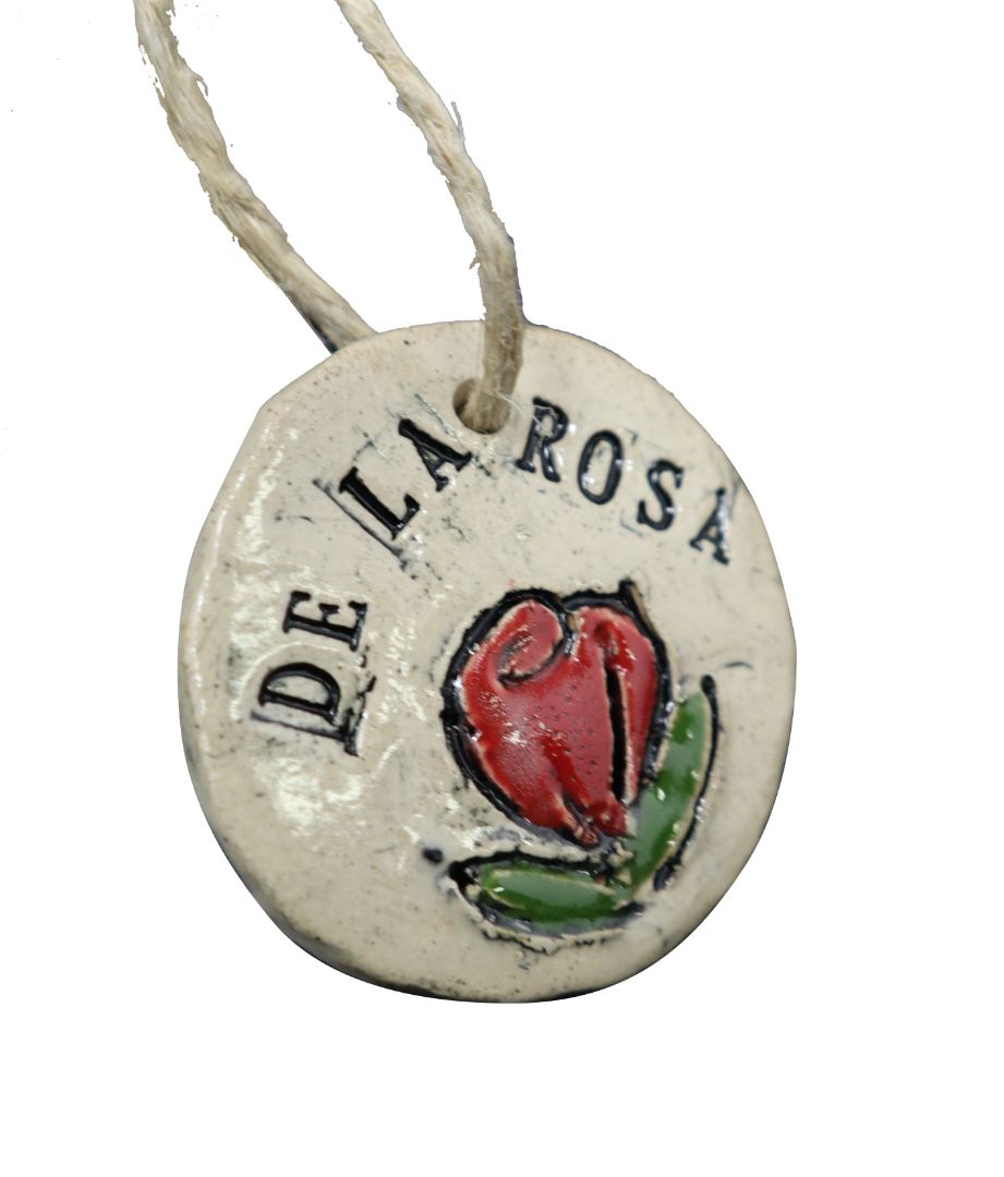 Ornament Del La Rosa Mexican Candy Handcrafted Clay Glazed 2 inches - Ysleta Mission Gift Shop