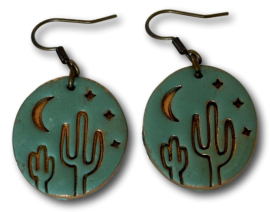 Desert Scape Polymer Clay Dangle Earrings – 1.5"x1" with Nickel-Free Brass Hooks